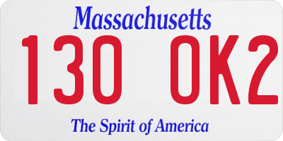 MA license plate 130OK2