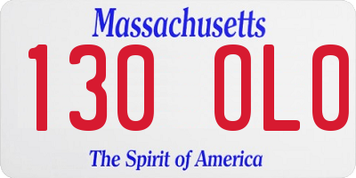 MA license plate 130OL0
