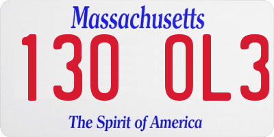 MA license plate 130OL3