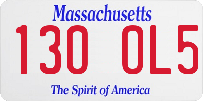 MA license plate 130OL5