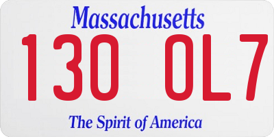 MA license plate 130OL7
