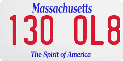 MA license plate 130OL8