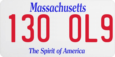 MA license plate 130OL9