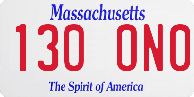MA license plate 130ON0