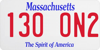 MA license plate 130ON2