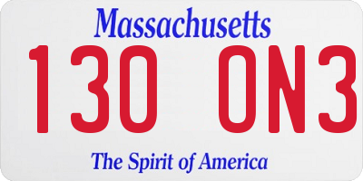 MA license plate 130ON3