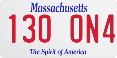 MA license plate 130ON4