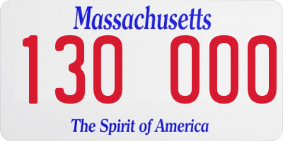 MA license plate 130OO0