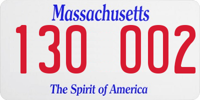 MA license plate 130OO2