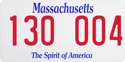 MA license plate 130OO4