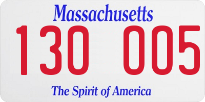 MA license plate 130OO5