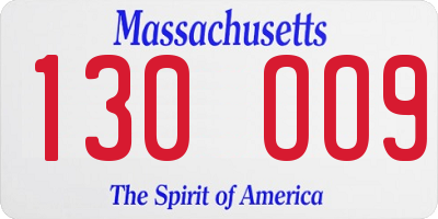 MA license plate 130OO9