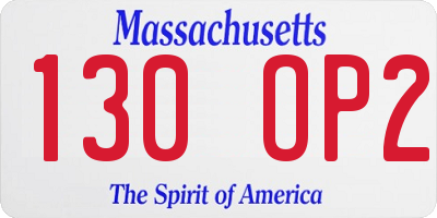 MA license plate 130OP2