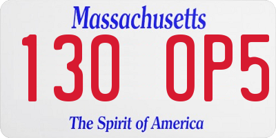 MA license plate 130OP5