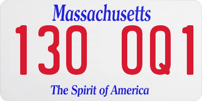 MA license plate 130OQ1