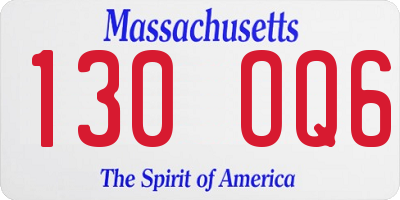 MA license plate 130OQ6