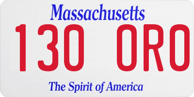 MA license plate 130OR0