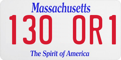 MA license plate 130OR1