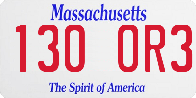 MA license plate 130OR3