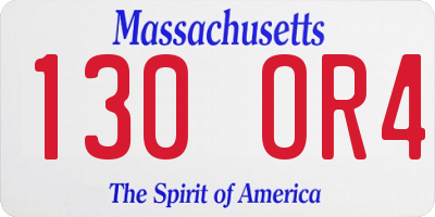 MA license plate 130OR4