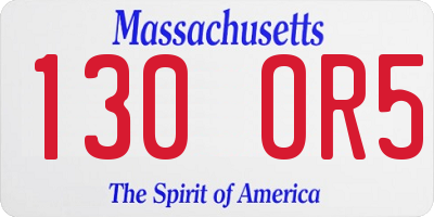 MA license plate 130OR5