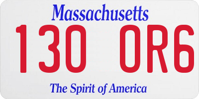 MA license plate 130OR6