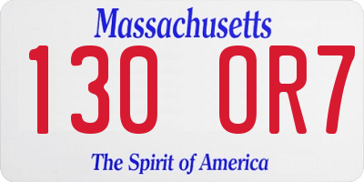 MA license plate 130OR7