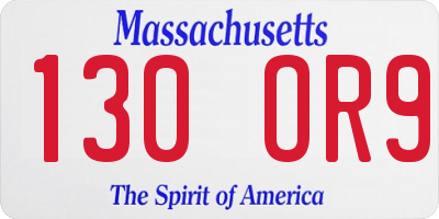 MA license plate 130OR9