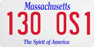 MA license plate 130OS1
