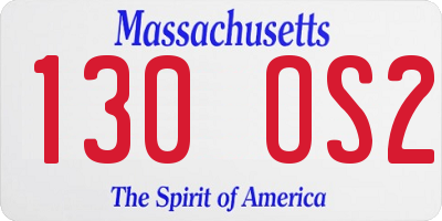 MA license plate 130OS2