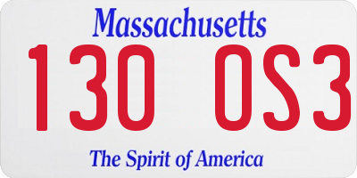 MA license plate 130OS3