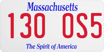 MA license plate 130OS5
