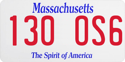 MA license plate 130OS6