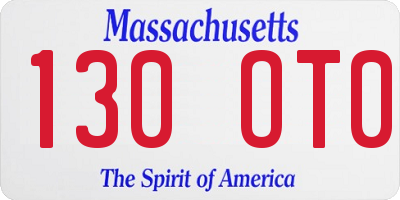 MA license plate 130OT0