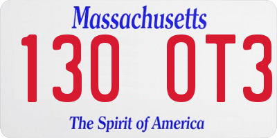 MA license plate 130OT3
