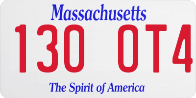 MA license plate 130OT4