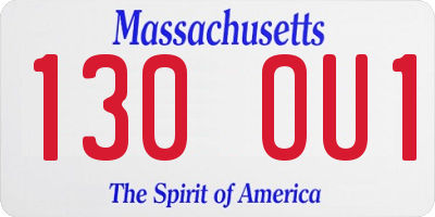 MA license plate 130OU1