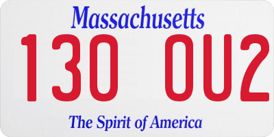 MA license plate 130OU2