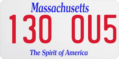 MA license plate 130OU5