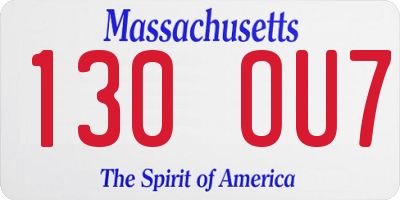 MA license plate 130OU7
