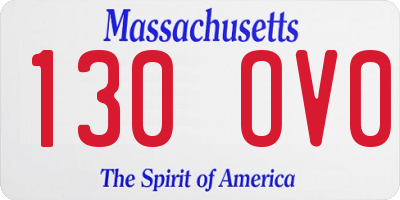MA license plate 130OV0