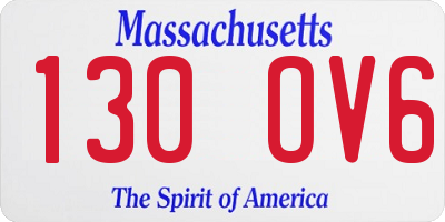 MA license plate 130OV6