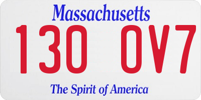 MA license plate 130OV7