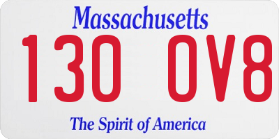 MA license plate 130OV8