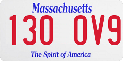 MA license plate 130OV9