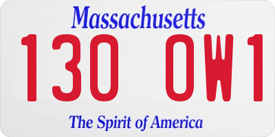 MA license plate 130OW1
