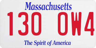 MA license plate 130OW4