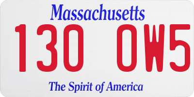 MA license plate 130OW5