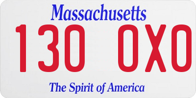MA license plate 130OX0