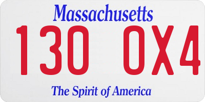 MA license plate 130OX4